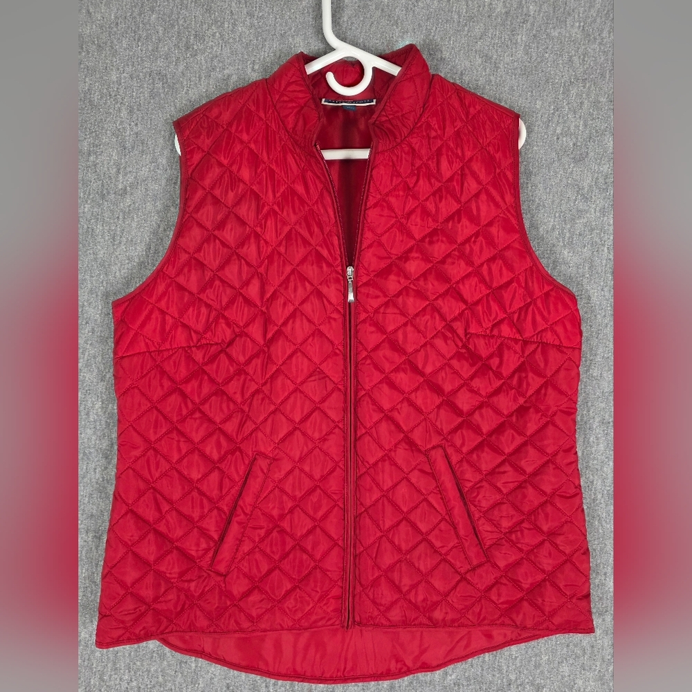 Karen Scott Quilted Puffer Vest Red Utility Festive Wmn's Lg